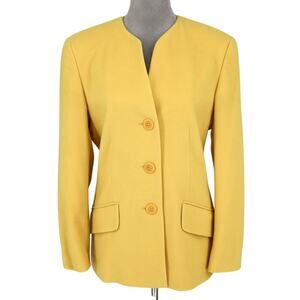 Mondi Jacket Womens 6 US 36 EU Yellow Gold Wool Cashmere Blend Lined Blazer Vtg